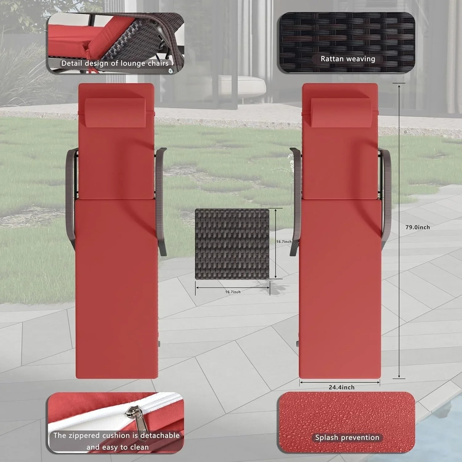 Juego de 3 tumbonas de exterior Kullavik