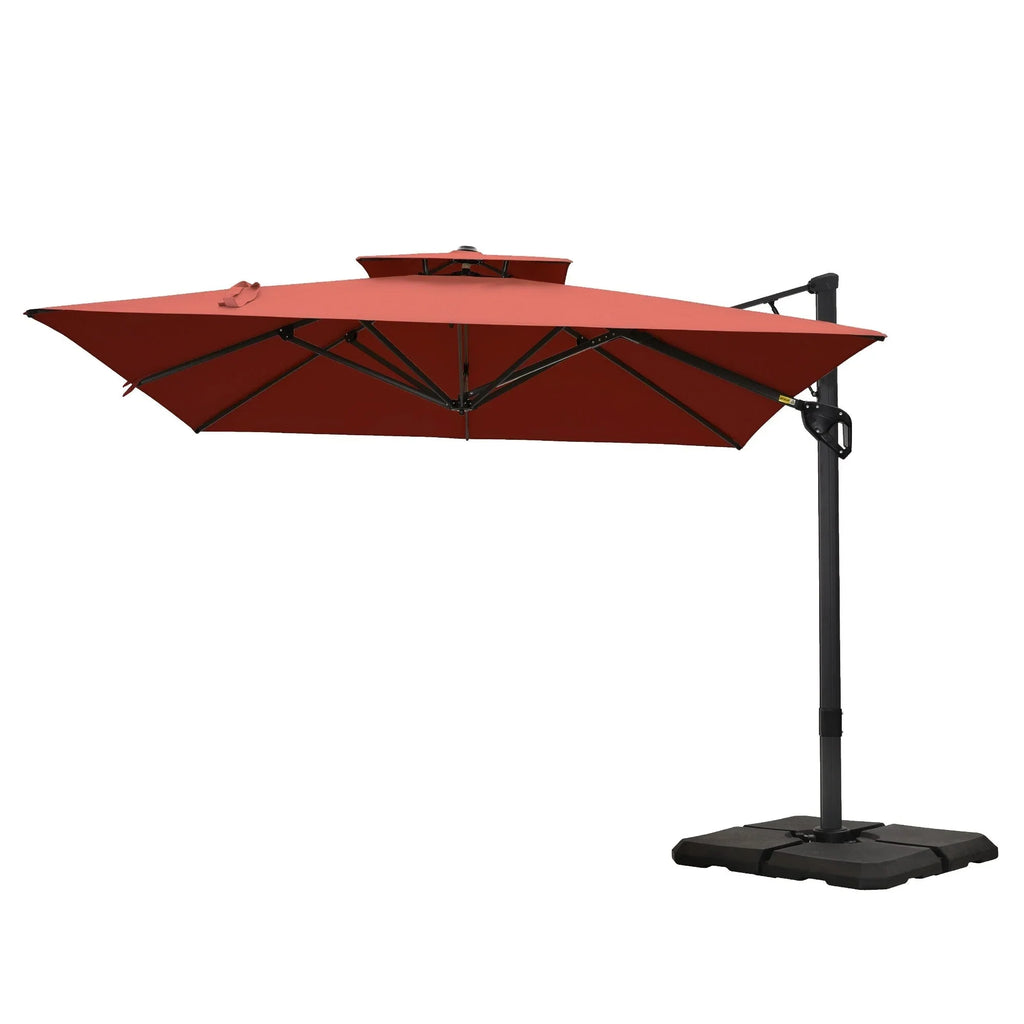 MAISON ARTS Sombrilla Cantilever Hidráulica Automática de 3.65 m, Poste de Aluminio con Rotación de 360 Grados
