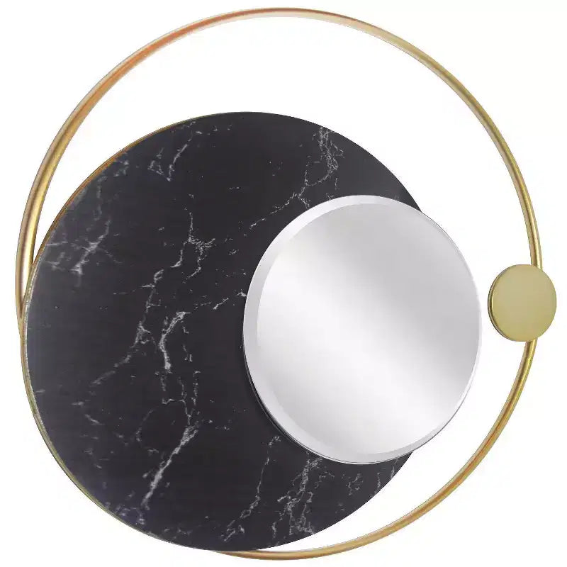19,5" Specchio da Parete Fasi Lunari Oro - : Rotondo Moderno Nessun Assemblaggio, Cornice Metallica, Montaggio a Parete