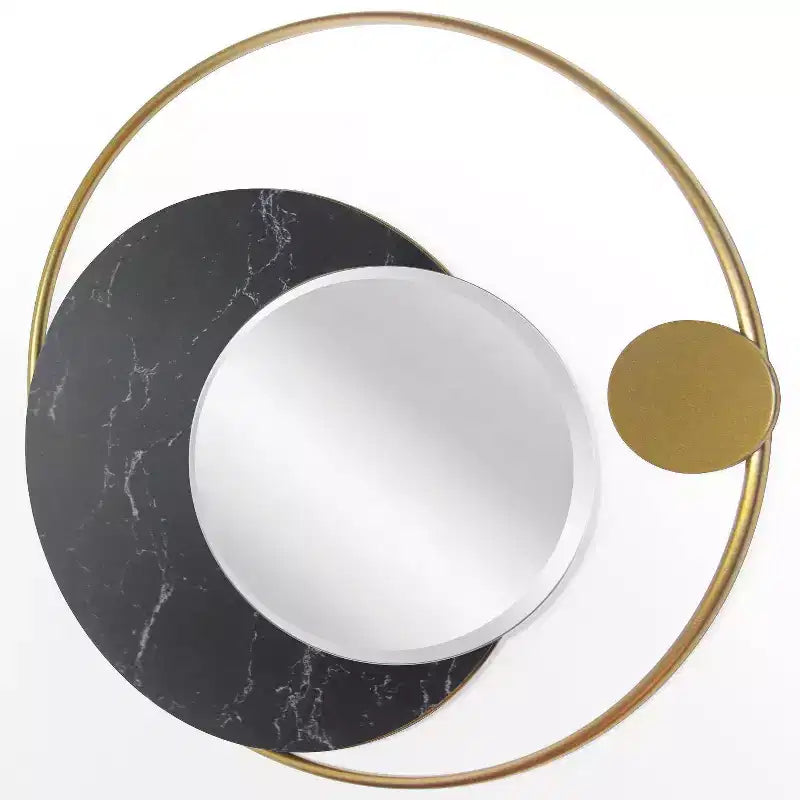 19,5" Specchio da Parete Fasi Lunari Oro - : Rotondo Moderno Nessun Assemblaggio, Cornice Metallica, Montaggio a Parete