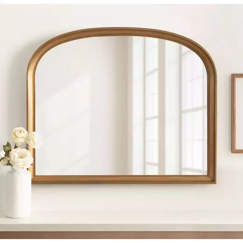 Specchio da parete ad arco 34"X28" con cornice a canestro dorata