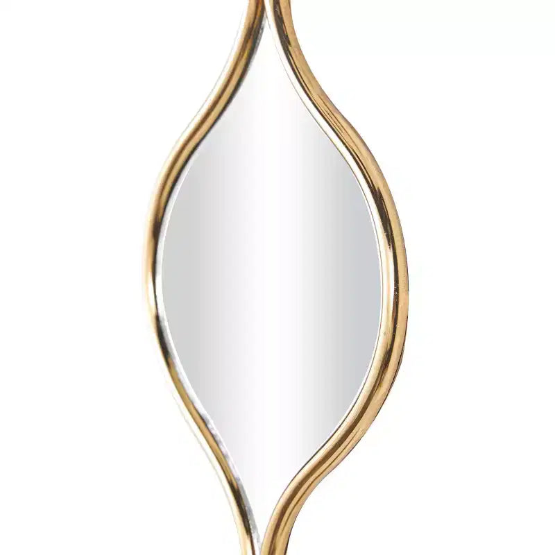 Specchio da parete stretto 129,5x15 cm con catena a 6 strati e motivo a gocce, colore oro -