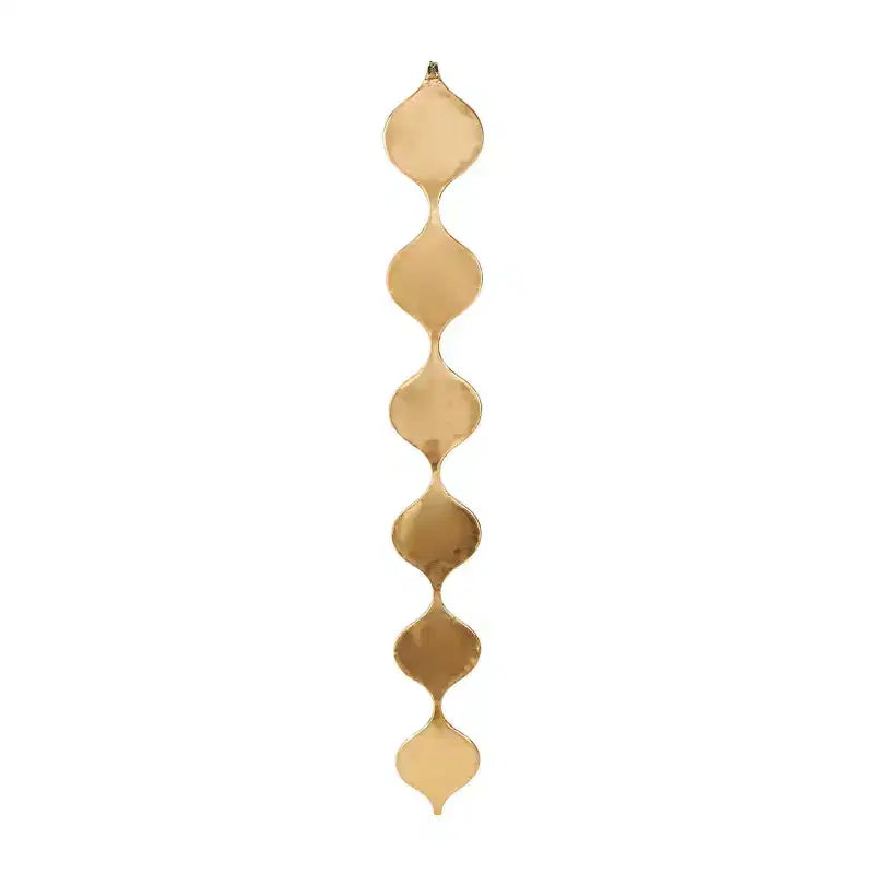 Specchio da parete stretto 129,5x15 cm con catena a 6 strati e motivo a gocce, colore oro -