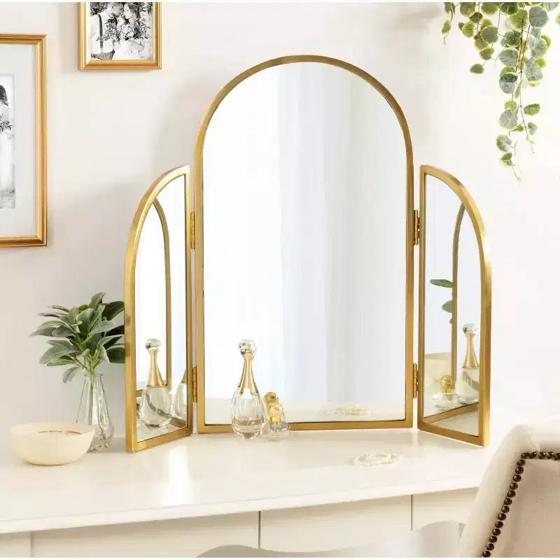 Specchio ad arco Amoli treppiede oro 28"x28" - : Stile moderno, Montaggio a parete, Nessun assemblaggio richiesto