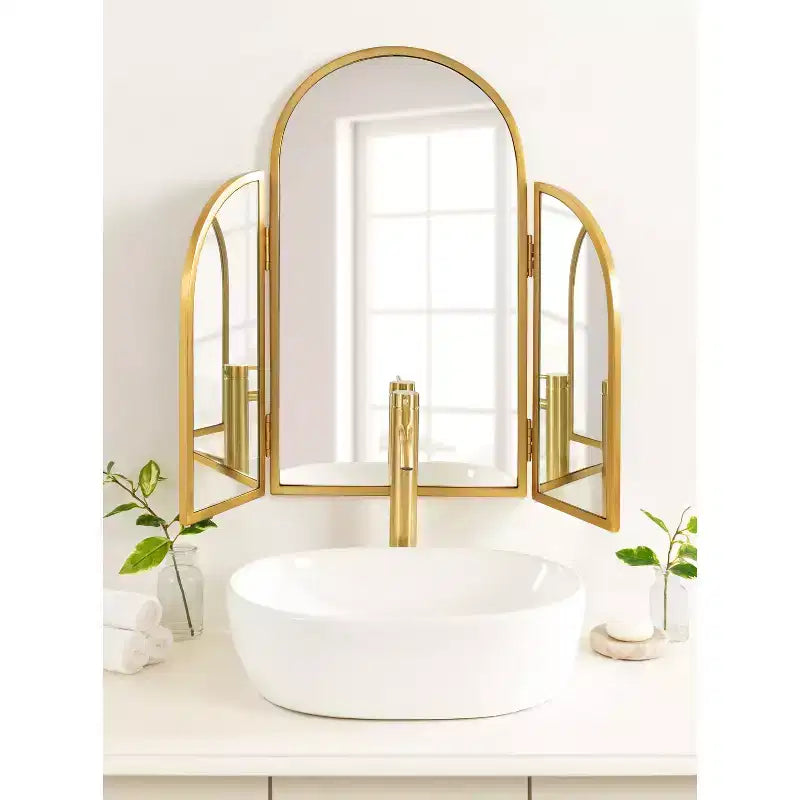 Specchio ad arco Amoli treppiede oro 28"x28" - : Stile moderno, Montaggio a parete, Nessun assemblaggio richiesto