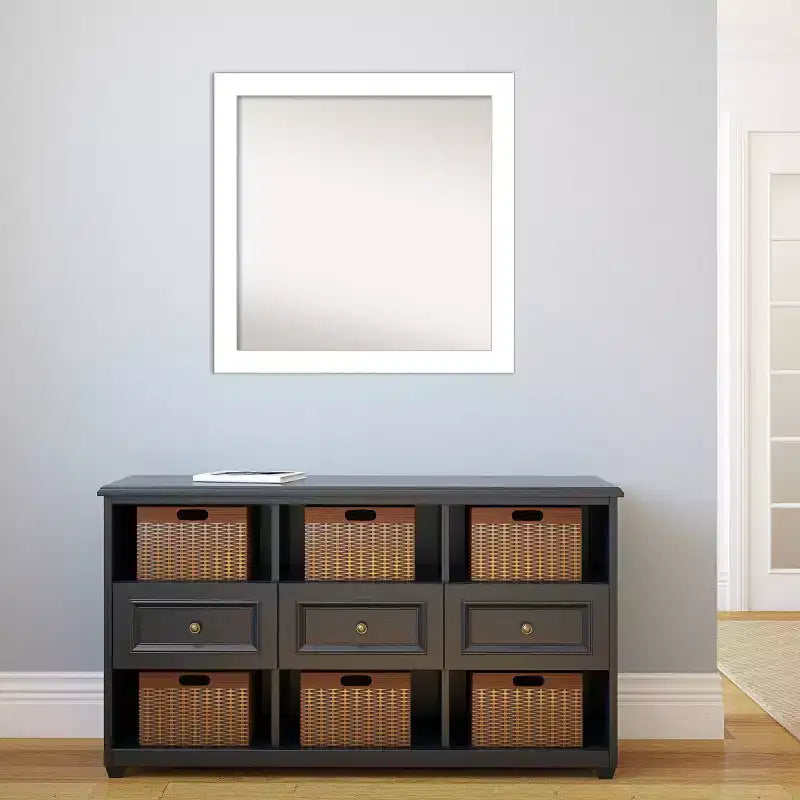 Specchio da Parete per Bagno Amanti Art 30" x 30" Senza Smussatura, con Cuneo, Bianco: Vanity Moderno Quadrato, Include Hardware per il Montaggio