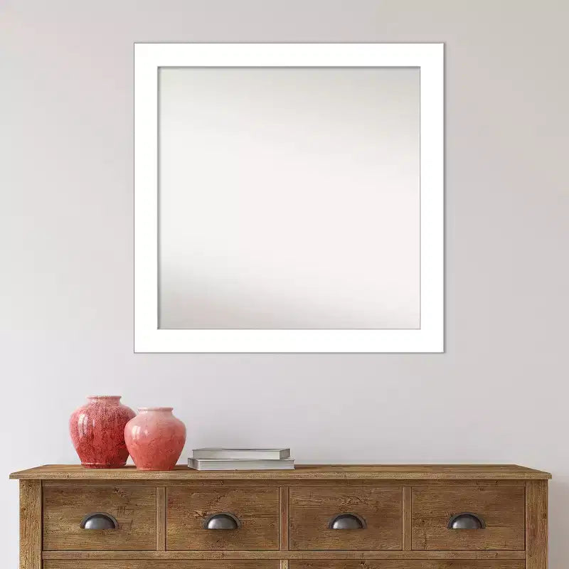 Specchio da Parete per Bagno Amanti Art 30" x 30" Senza Smussatura, con Cuneo, Bianco: Vanity Moderno Quadrato, Include Hardware per il Montaggio