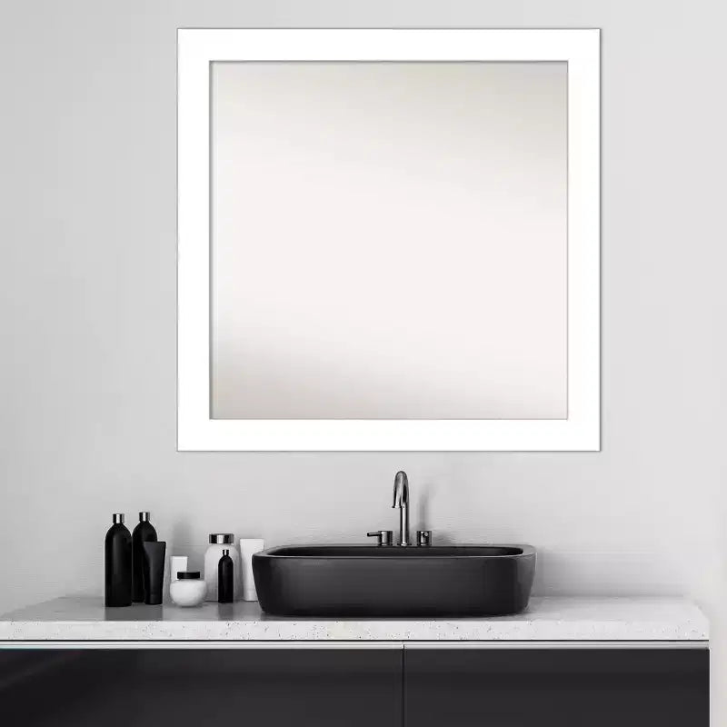 Specchio da Parete per Bagno Amanti Art 30" x 30" Senza Smussatura, con Cuneo, Bianco: Vanity Moderno Quadrato, Include Hardware per il Montaggio