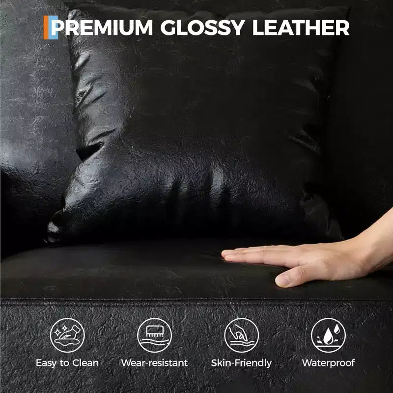 Divano 86 in pelle/velluto a coste, divano moderno a seduta profonda con 2 cuscini decorativi, cuscino imbottito e fodera rimovibile per piccoli spazi, appartamento e soggiorno