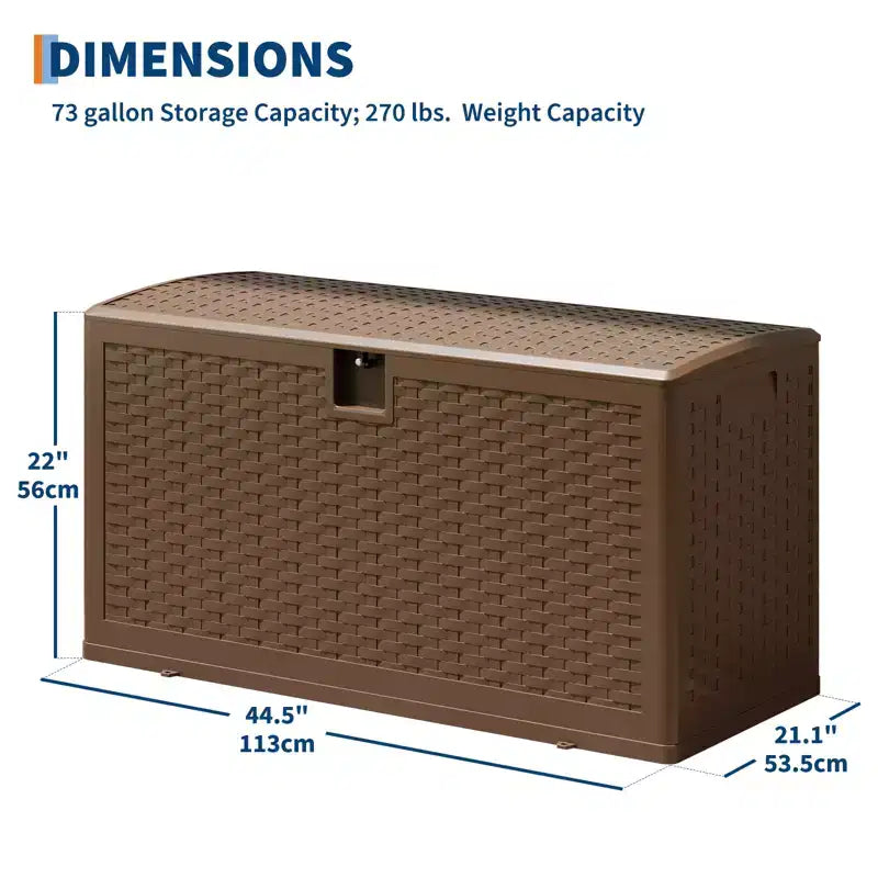 Baule da Esterno da 276 Litri in Rattan, Panca Contenitore da Esterno con Coperchio Lucchettabile, in Resina Impermeabile per Cuscini da Giardino, Attrezzature da Giardino e da Piscina