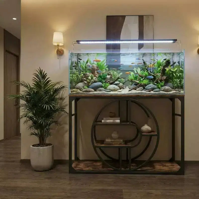 Tavolo d'ingresso da 55", consolle a 5 ripiani per ingresso, con struttura in metallo a forma di o e ripiani portaoggetti, tavoli da divano industriali per soggiorno