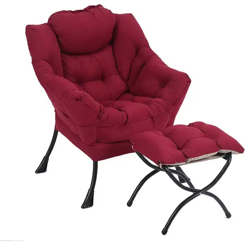 Poltrona Relax Summit Adventure con Pouf, Poltrona Moderna da Salotto Imbottita con Braccioli e Tasca Laterale, Grigio Scuro