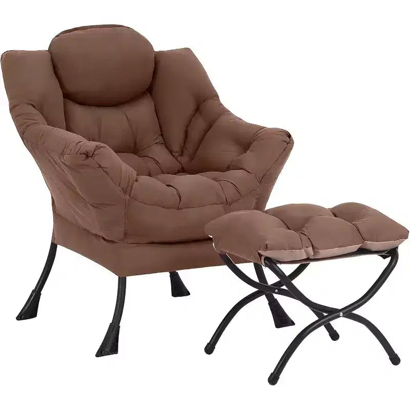Poltrona Relax Summit Adventure con Pouf, Poltrona Moderna da Salotto Imbottita con Braccioli e Tasca Laterale, Grigio Scuro