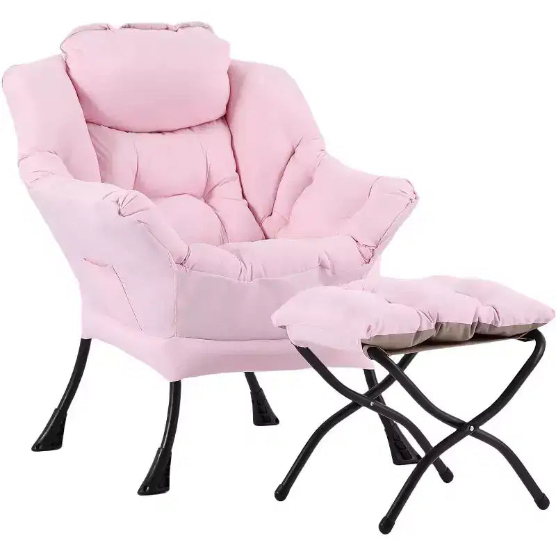 Poltrona Relax Summit Adventure con Pouf, Poltrona Moderna da Salotto Imbottita con Braccioli e Tasca Laterale, Grigio Scuro