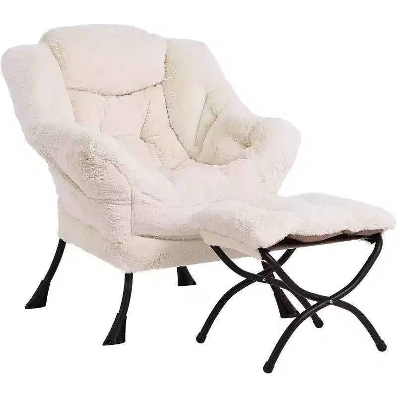 Poltrona Relax Summit Adventure con Pouf, Poltrona Moderna da Salotto Imbottita con Braccioli e Tasca Laterale, Grigio Scuro