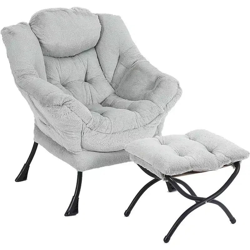 Poltrona Relax Summit Adventure con Pouf, Poltrona Moderna da Salotto Imbottita con Braccioli e Tasca Laterale, Grigio Scuro