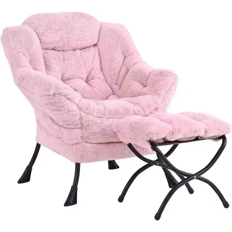Poltrona Relax Summit Adventure con Pouf, Poltrona Moderna da Salotto Imbottita con Braccioli e Tasca Laterale, Grigio Scuro