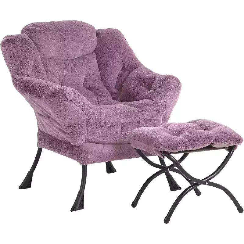 Poltrona Relax Summit Adventure con Pouf, Poltrona Moderna da Salotto Imbottita con Braccioli e Tasca Laterale, Grigio Scuro