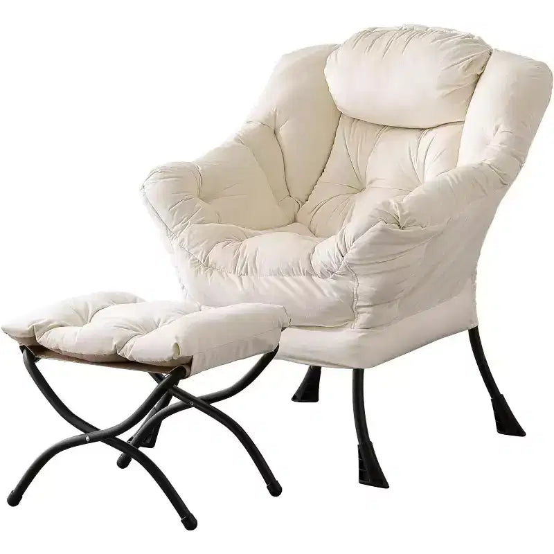 Poltrona Relax Summit Adventure con Pouf, Poltrona Moderna da Salotto Imbottita con Braccioli e Tasca Laterale, Grigio Scuro