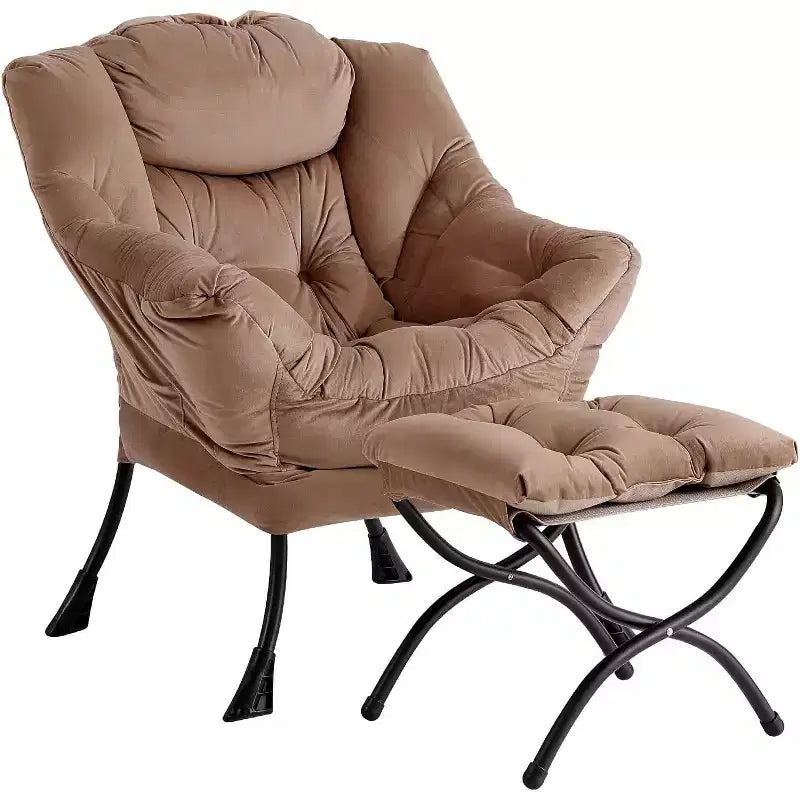 Poltrona Relax Summit Adventure con Pouf, Poltrona Moderna da Salotto Imbottita con Braccioli e Tasca Laterale, Grigio Scuro
