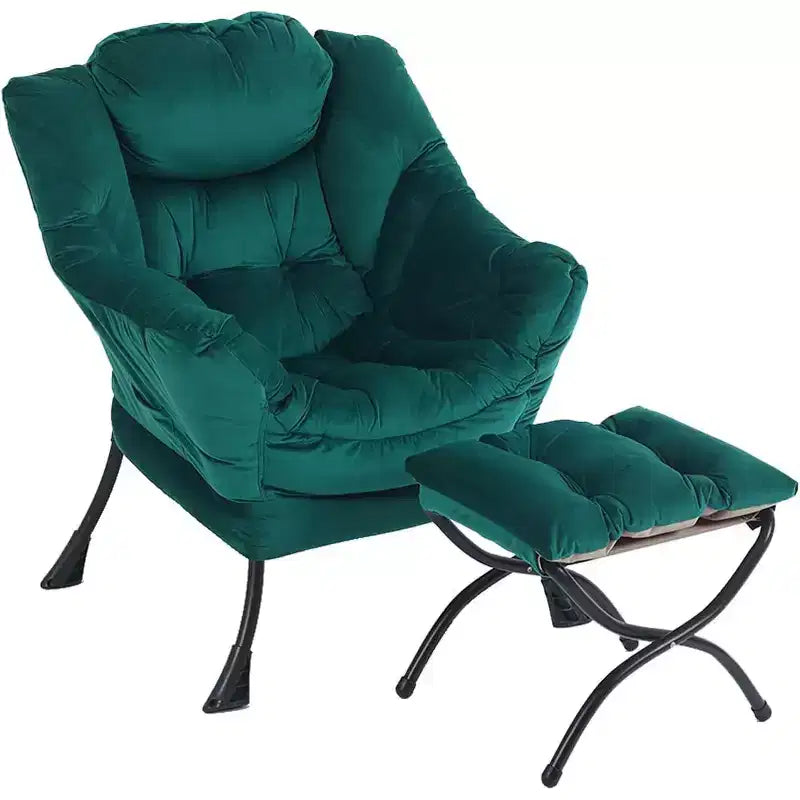 Poltrona Relax Summit Adventure con Pouf, Poltrona Moderna da Salotto Imbottita con Braccioli e Tasca Laterale, Grigio Scuro