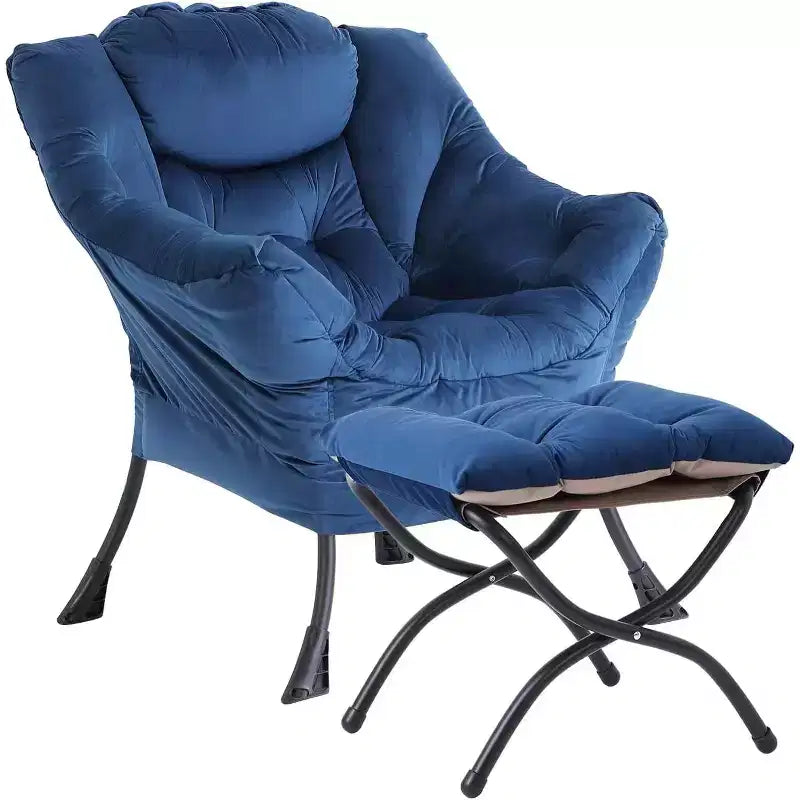 Poltrona Relax Summit Adventure con Pouf, Poltrona Moderna da Salotto Imbottita con Braccioli e Tasca Laterale, Grigio Scuro