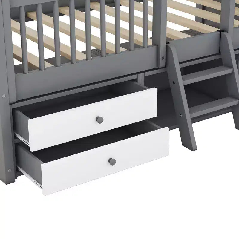 Luxystar Letto a Capanna Moderno in Legno con 4 Cassetti e Mensola