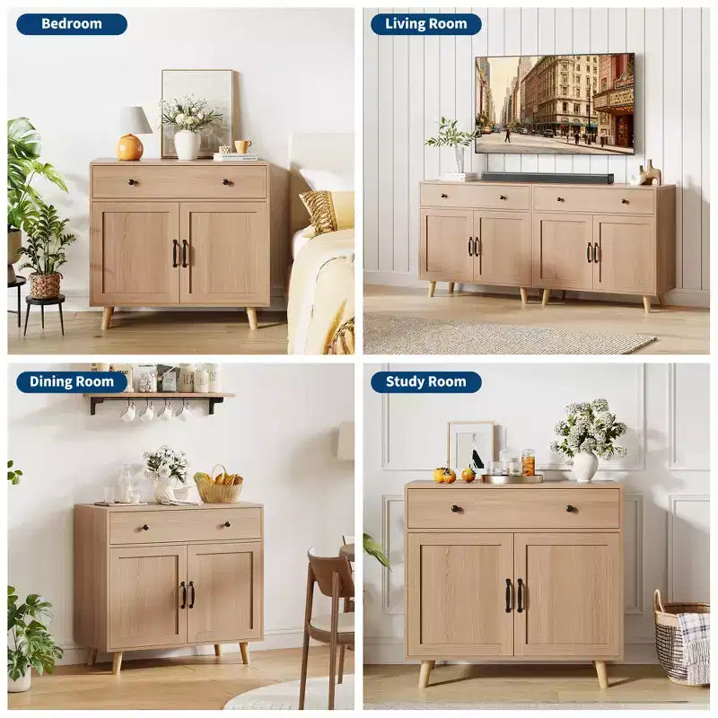 Libreria in Legno Autoportante con Armadietto, Ante e Cassetti, 184 cm, Espositore per Libri per Soggiorno, Camera da Letto, Ufficio, Cucina
