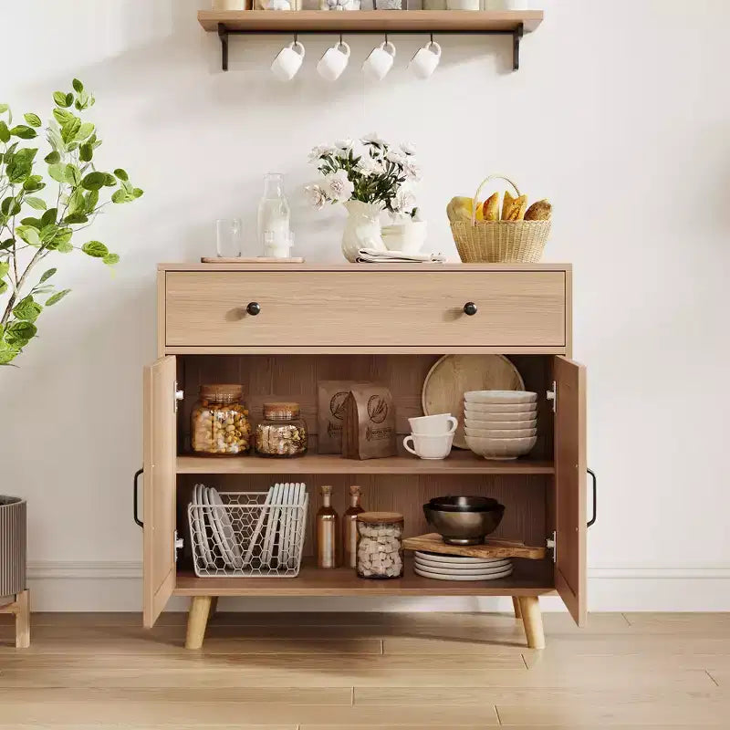Libreria in Legno Autoportante con Armadietto, Ante e Cassetti, 184 cm, Espositore per Libri per Soggiorno, Camera da Letto, Ufficio, Cucina