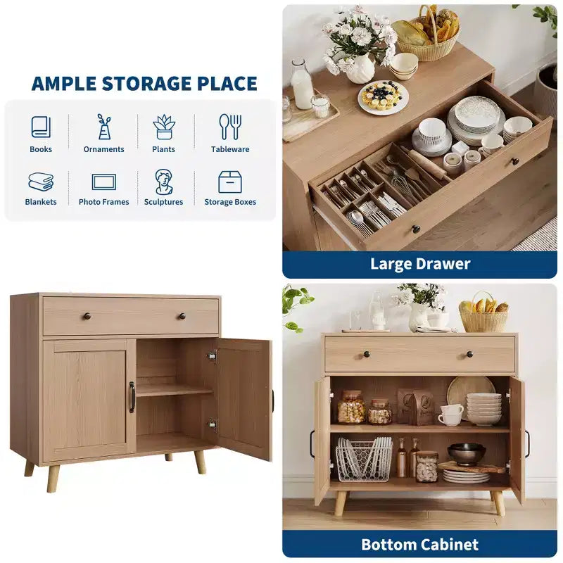 Libreria in Legno Autoportante con Armadietto, Ante e Cassetti, 184 cm, Espositore per Libri per Soggiorno, Camera da Letto, Ufficio, Cucina
