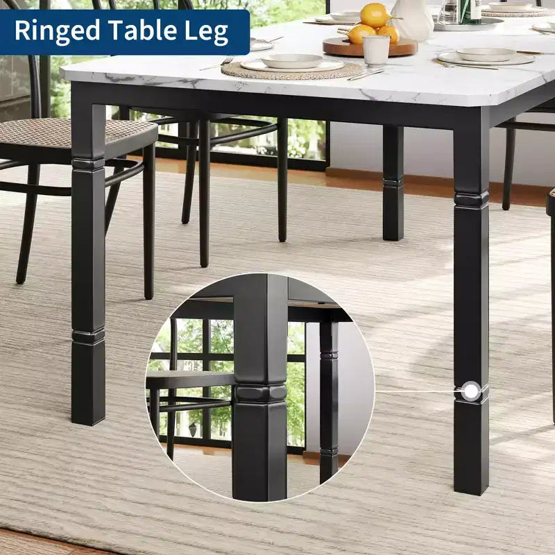 79 Tavolo da pranzo per 6-8, Tavolo da cucina rettangolare moderno con robuste gambe in metallo, Tavolo in legno stile rustico per l'ufficio domestico