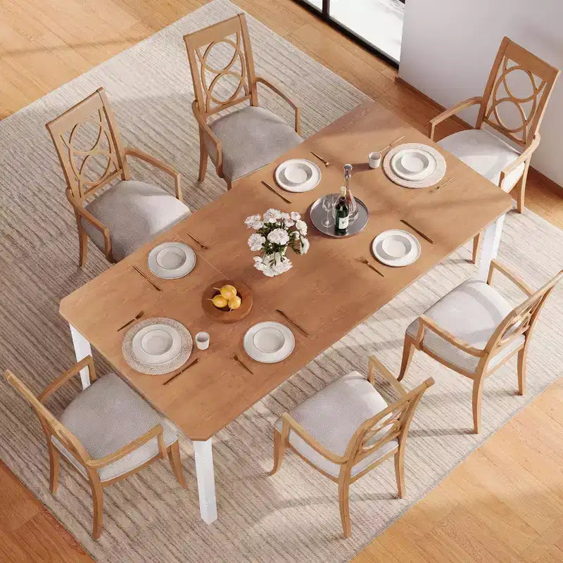 79 Tavolo da pranzo per 6-8, Tavolo da cucina rettangolare moderno con robuste gambe in metallo, Tavolo in legno stile rustico per l'ufficio domestico