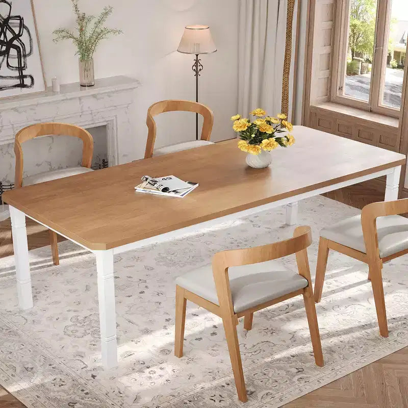 79 Tavolo da pranzo per 6-8, Tavolo da cucina rettangolare moderno con robuste gambe in metallo, Tavolo in legno stile rustico per l'ufficio domestico