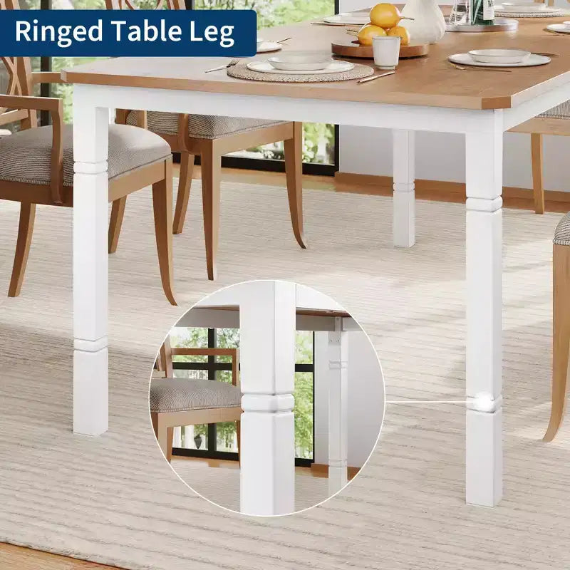 79 Tavolo da pranzo per 6-8, Tavolo da cucina rettangolare moderno con robuste gambe in metallo, Tavolo in legno stile rustico per l'ufficio domestico