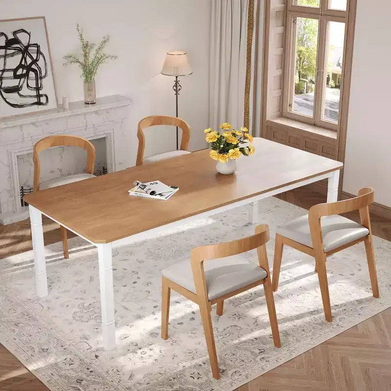 79 Tavolo da pranzo per 6-8, Tavolo da cucina rettangolare moderno con robuste gambe in metallo, Tavolo in legno stile rustico per l'ufficio domestico