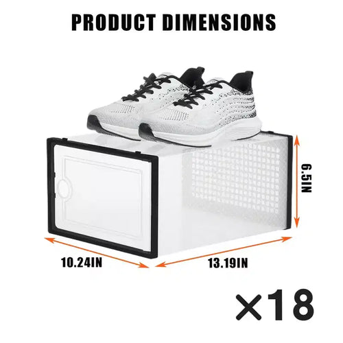 18 scatole porta scarpe pieghevoli grandi, organizer per scarpe impilabili in plastica per armadio, contenitori per scarpe da ginnastica con porta trasparente e coperchio incernierato