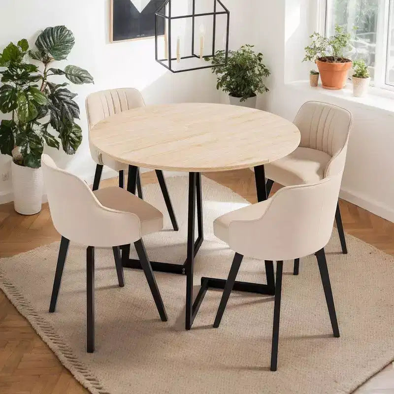Tavolo da pranzo rotondo moderno Karl Home da 36 pollici con base stabile a gambe incrociate per piccoli spazi e cucina
