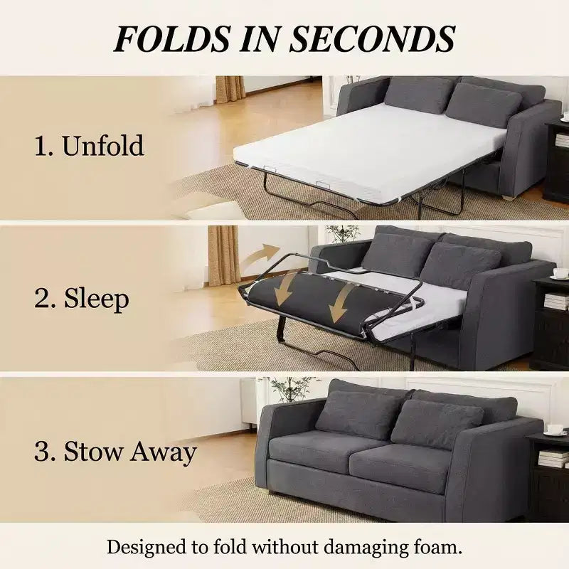 Dyonery Topper per materasso divano letto full size da 4 pollici, sostituzione in memory foam gel rinfrescante con fodera lavabile, certificato CertiPUR-US per divano letto