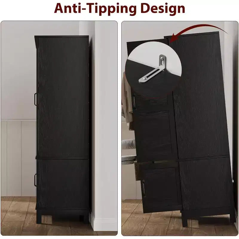Armadio Guardaroba, Armadio in Legno da 182 cm con Asta Appendici, Armadio Alto con Ripiani Regolabili per la Camera da Letto