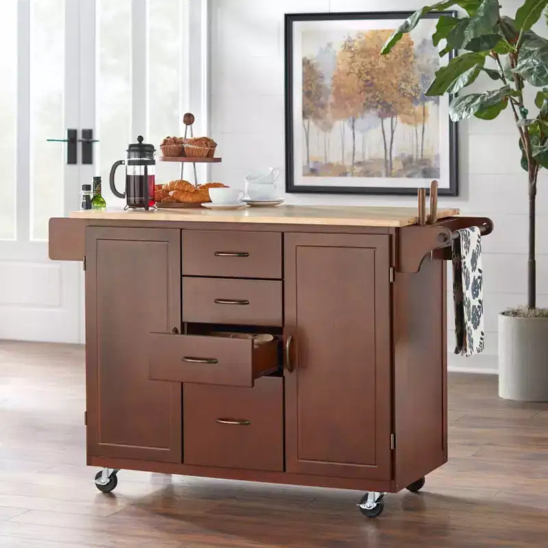 Carrello da cucina Buylateral Cottage Country con ripiano in legno