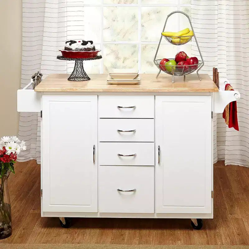 Carrello da cucina Buylateral Cottage Country con ripiano in legno