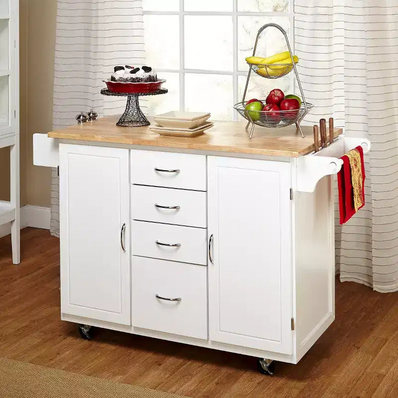 Carrello da cucina Buylateral Cottage Country con ripiano in legno
