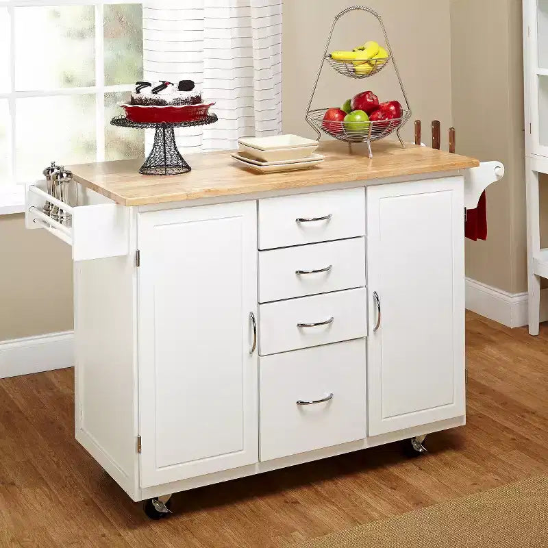 Carrello da cucina Buylateral Cottage Country con ripiano in legno