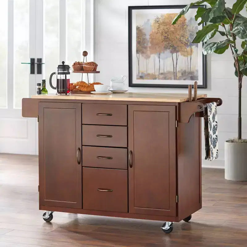 Carrello da cucina Buylateral Cottage Country con ripiano in legno