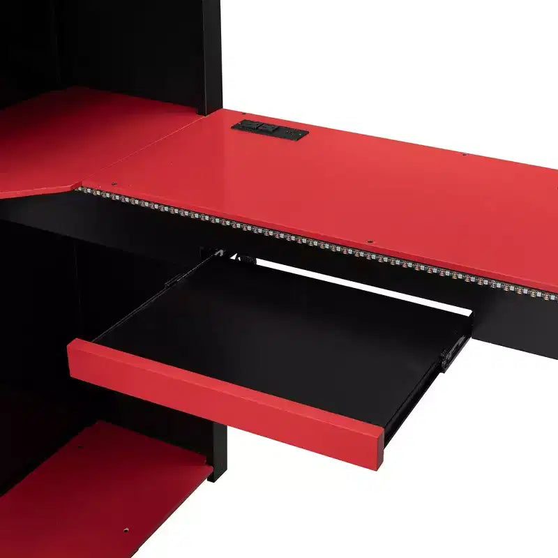 Luxystar Letto a Soppalco Completo con Scrivania Illuminata, Vassoio Tastiera, Ripiani Portaoggetti e Tenda Oscurante