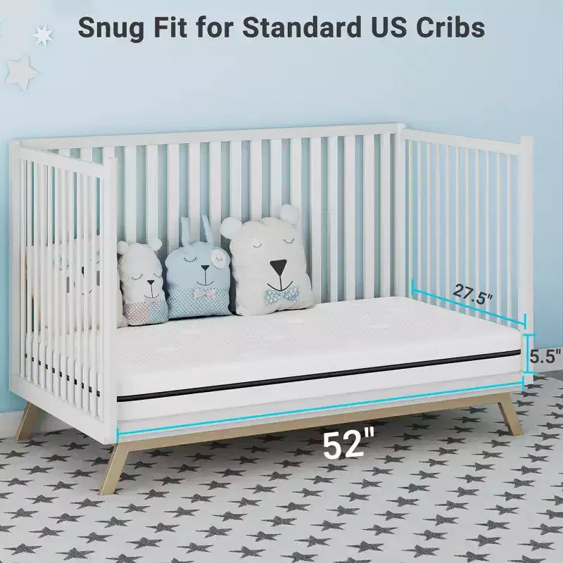 Serweet Materasso 2-in-1 per Culla e Letto per Bambini con Memory Foam Gel Rinfrescante, Copertura Lavabile, Design Traspirante, Delicato sulla Pelle