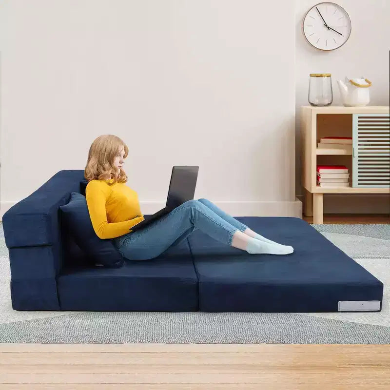 Divano Letto Pieghevole, Divano Letto Pieghevole con Cuscino, Sedia Letto Trasformabile Pieghevole, Materasso per Divano Futon con Schiuma di Memoria e Copertura Lavabile
