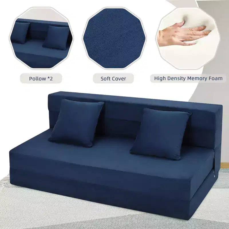 Divano Letto Pieghevole, Divano Letto Pieghevole con Cuscino, Sedia Letto Trasformabile Pieghevole, Materasso per Divano Futon con Schiuma di Memoria e Copertura Lavabile