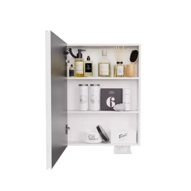 FAMYYT 26 pollici L x 20 pollici A Mobiletto da bagno in alluminio con specchio e luce, anti-appannamento, facile da installare