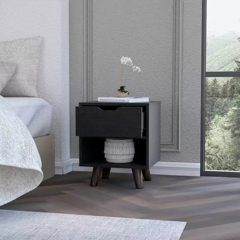 Carthage Comodino a 1 cassetto elegante e funzionale per camera da letto o salotto